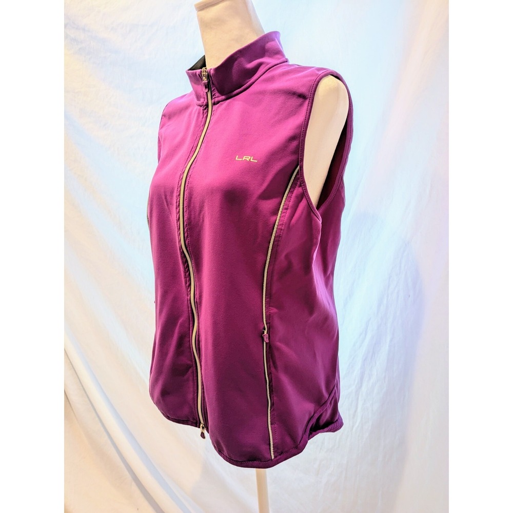 Lauren Ralph Lauren Active Vest Womens XL Purple Nylon Full Zip Pockets New Cond
